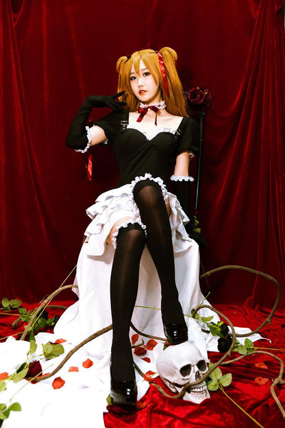 Cute Cupcake Dress Black White Outfit Lolita Dress Anime Game Fancy Cosplay Costume