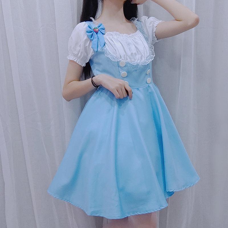 Blue Princess Dress Anime Maid Outfit Lolita Dress Japanese Fancy Dress Cosplay Costume