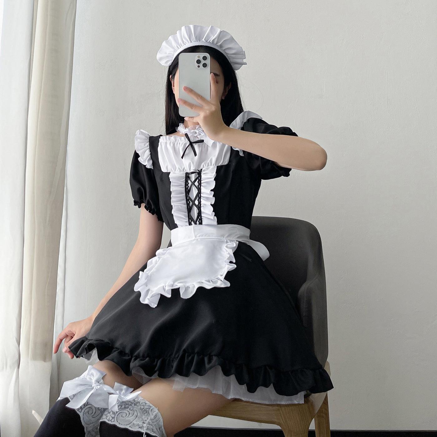 Black White Large Size Maid Outfit Lolita Dress Crossdresser for Man Woman Cosplay Costume
