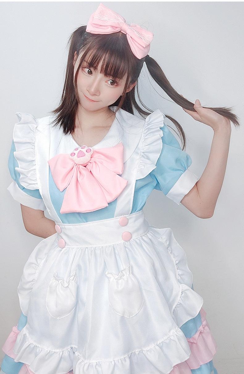 Pink and Blue French Maid Outfit Plus Size Dress Lolita Fancy Dress Cosplay Costume