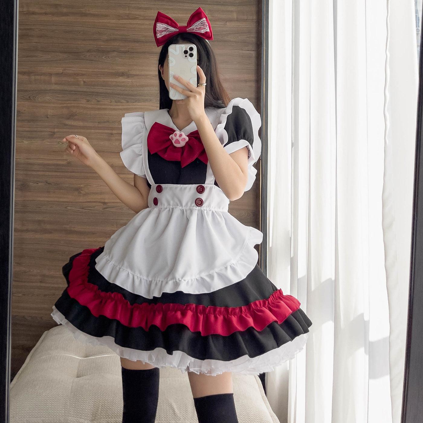Halloween Vampire Devil Gothic Red Maid Outfit Lolita Dress Anime Fancy Cosplay Costume