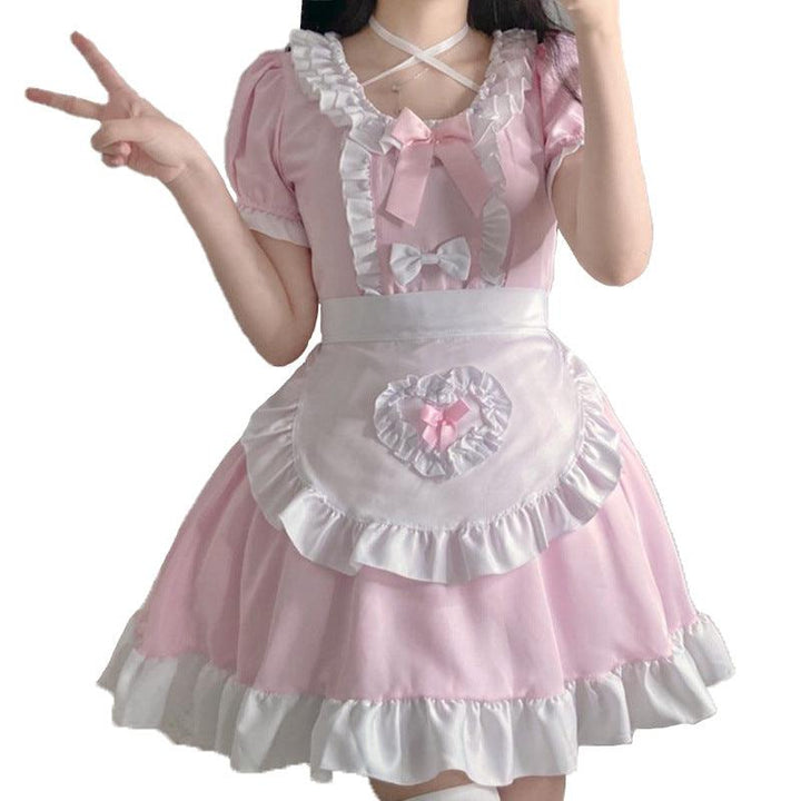 Pink Restaurant Maid Outfit Dress Anime French Lolita Fancy Dress Cosplay Costume
