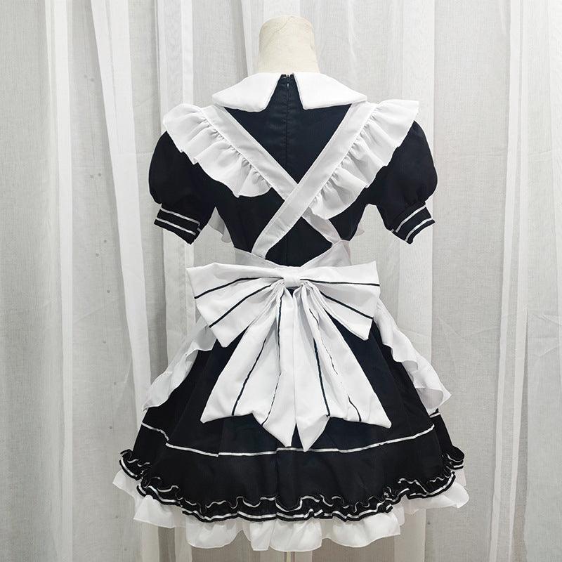 Black White Little Devil Daily Chef Girl Maid Outfit Lolita Dress Fancy Cosplay Costume