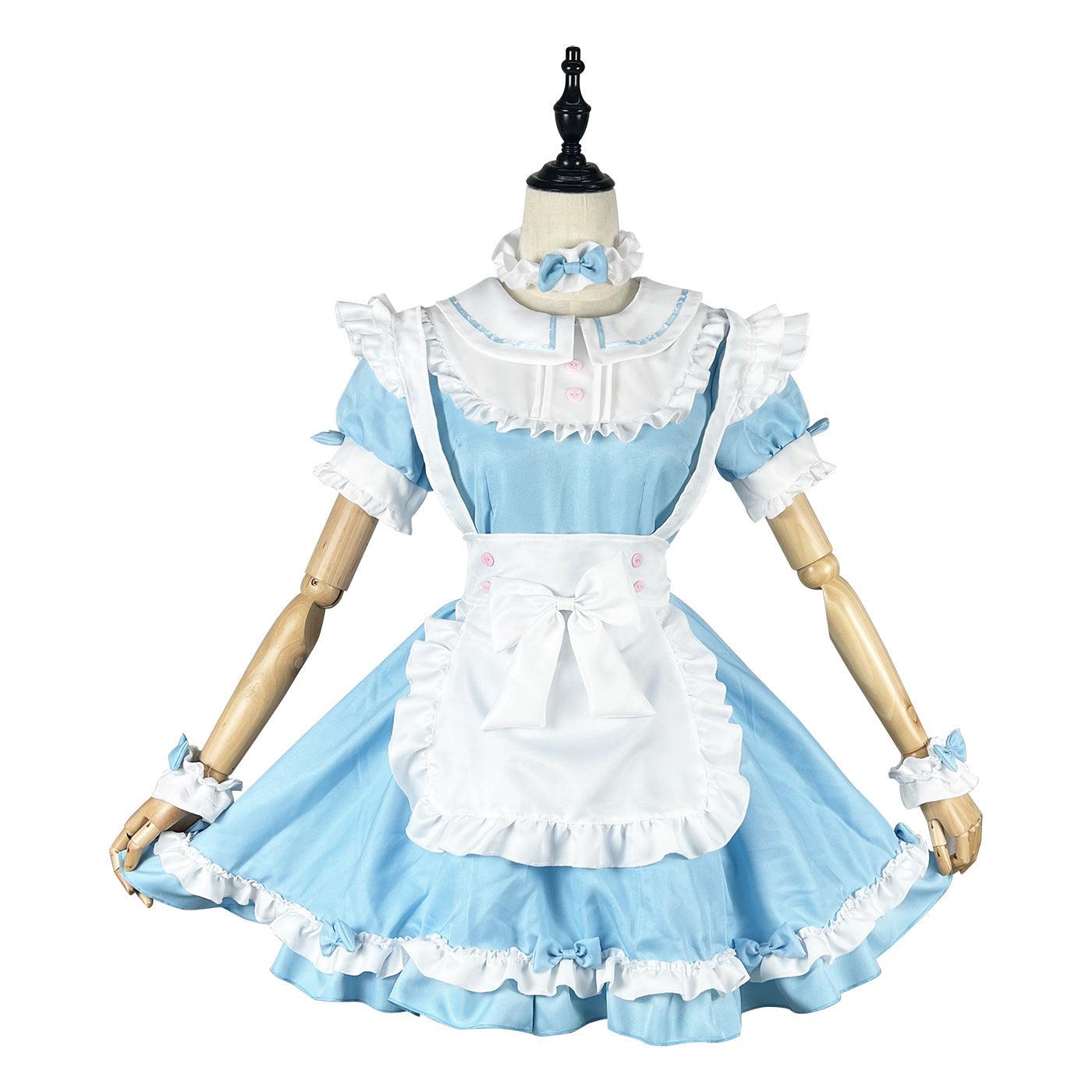 Light Blue Alice Maid Outfit Lolita Dress Anime Game Fancy Large Size CD Cosplay Costume