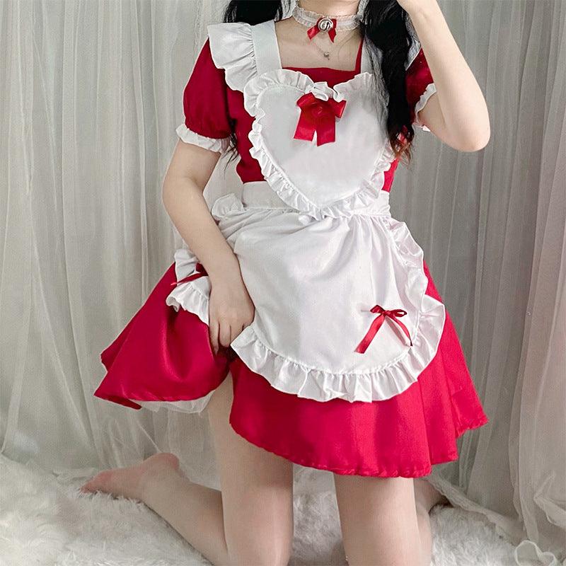 Alice Red Wine Sweetheart Anime Maid Outfit Lolita Dress Cute Fancy Dress Cosplay Costume