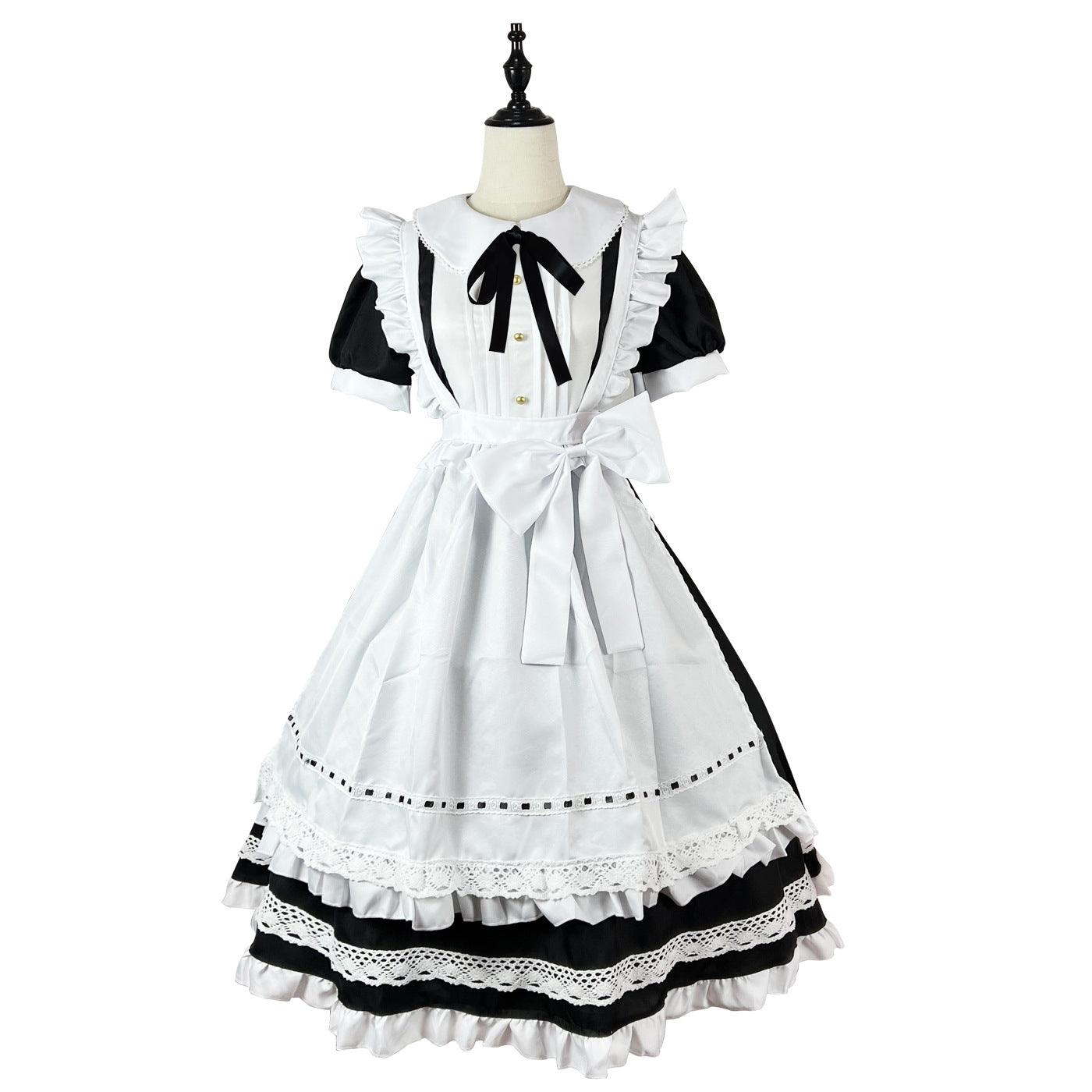 Traditional Short Sleeves Maid Outfit Lolita Dress Crossdresser CD Fancy Cosplay Costume