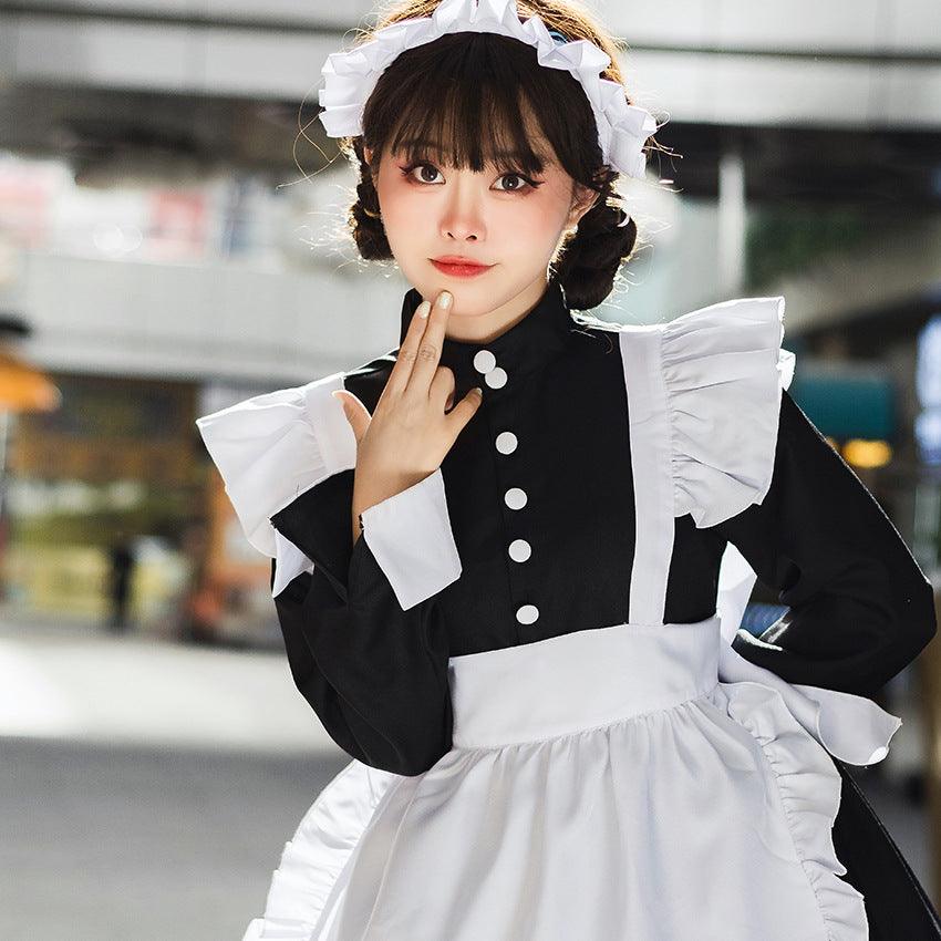 Black White Japanese Gothic Maid Outfit Lolita Dress Cross Dress CD Fancy Cosplay Costume