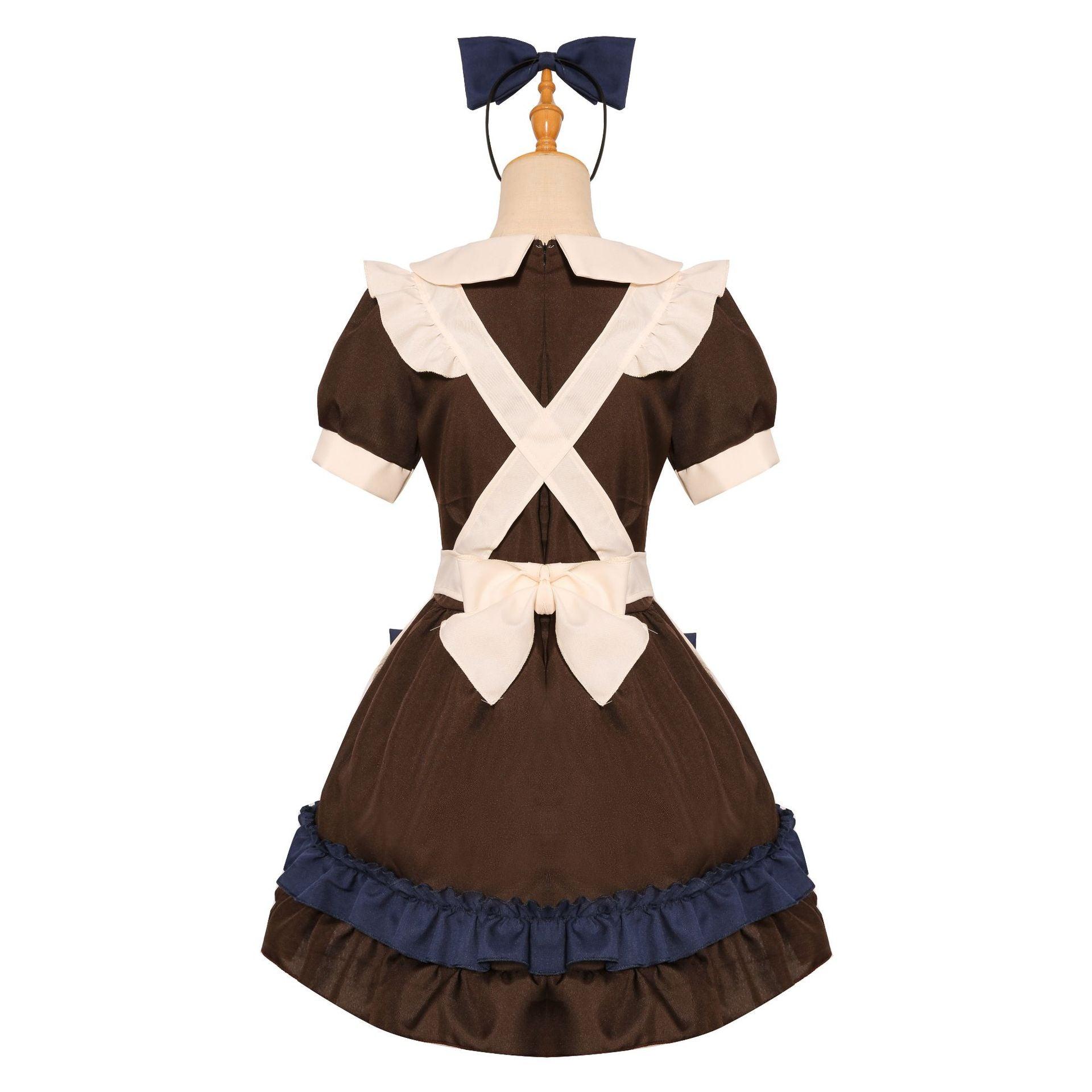 Cafe Waiter Anime Brown Maid Outfit Lolita Dress Japanese Cute Fancy Dress Cosplay Costume