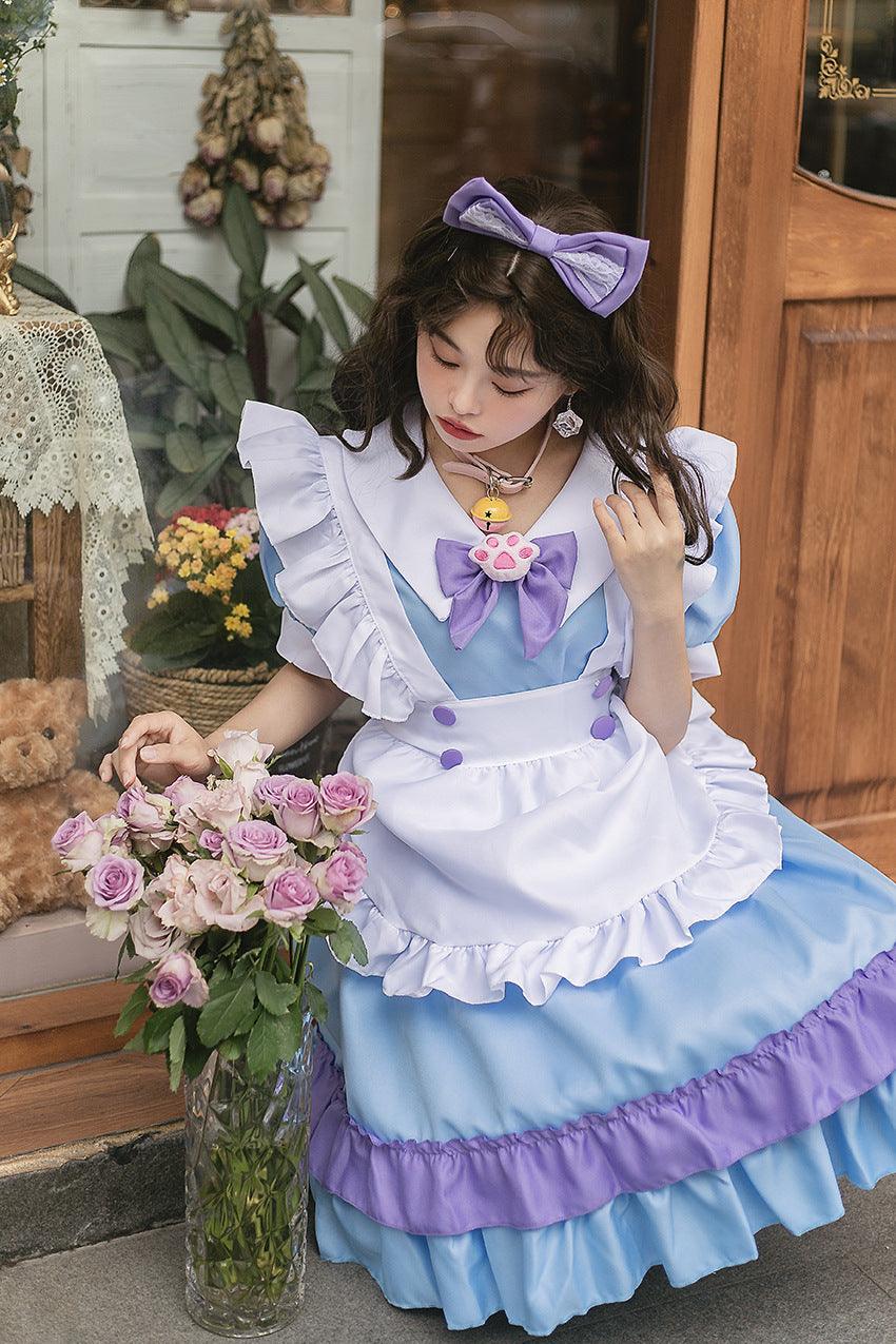 Pink Light Blue Cute Girl Maid Outfit Large Size Lolita Dress Crossdresser Cosplay Costume