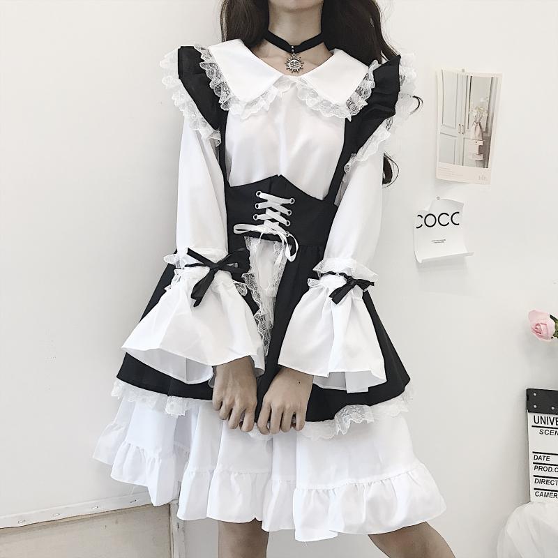 Men and Women Pink Maid Outfit Lolita Short Dress Fancy Cross Dress CD Cosplay Costume