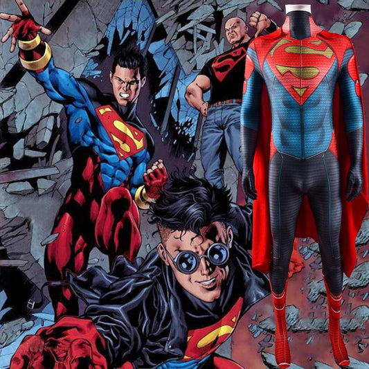 comic superman superboy jonathan kent jumpsuits costume kids adult halloween bodysuit