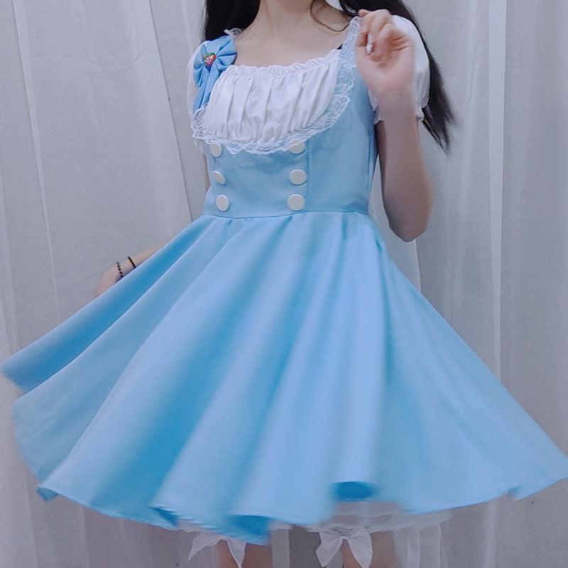 Blue Princess Dress Anime Maid Outfit Lolita Dress Japanese Fancy Dress Cosplay Costume