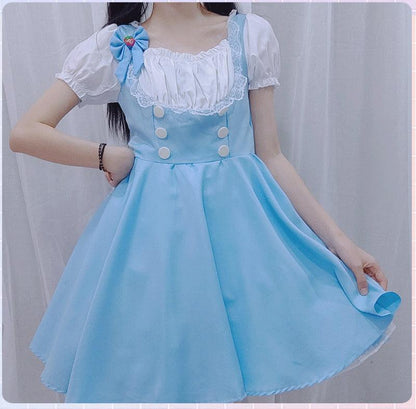 Blue Princess Dress Anime Maid Outfit Lolita Dress Japanese Fancy Dress Cosplay Costume