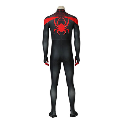 movie spider man into the spider verse miles morales spiderman elastic force jumpsuit cosplay costume with free headgear 1