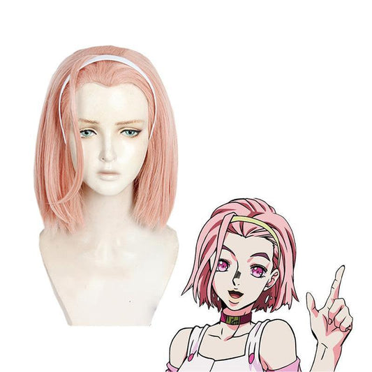 anime jojos bizarre adventure diamond is unbreakable sugimoto reimi long pink cosplay wigs
