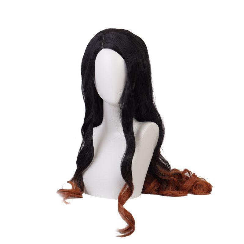 demon slayer kimetsu no yaiba nezuko kamado cosplay wig black brown long wave cosplay wigs