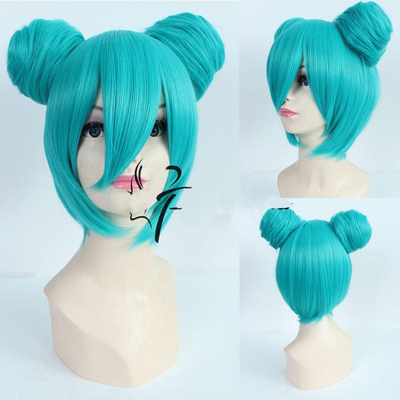 Anime VOCALOID Hatsune Miku 120cm Long Straight Double Ponytail Multicolor Bangs Cosplay Wigs