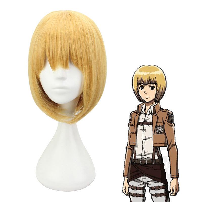 anime attack on titan armin arlert short blond cosplay wigs