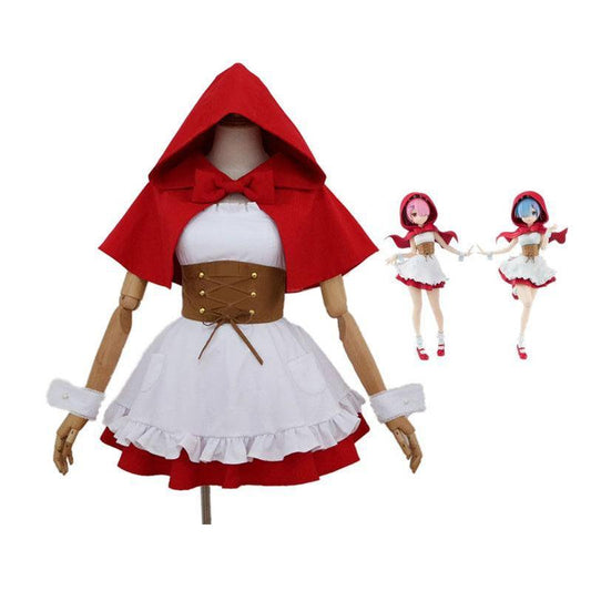 Anime Re:Zero Starting Life in Another World Rem and Ram Little Red Riding Hood Cosplay Costume - coscrew