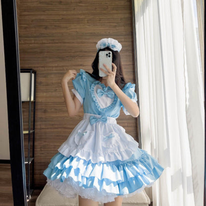 Light Blue Cute Maid Outfit Large Size Lolita Dress Man and Woman Fancy Cosplay Costume