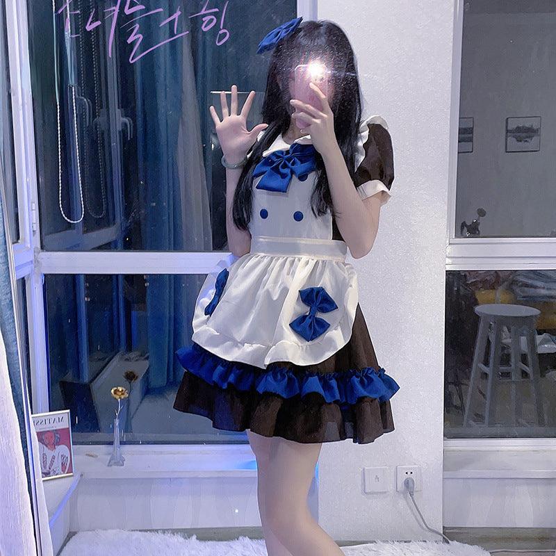 Cafe Waiter Anime Brown Maid Outfit Lolita Dress Japanese Cute Fancy Dress Cosplay Costume