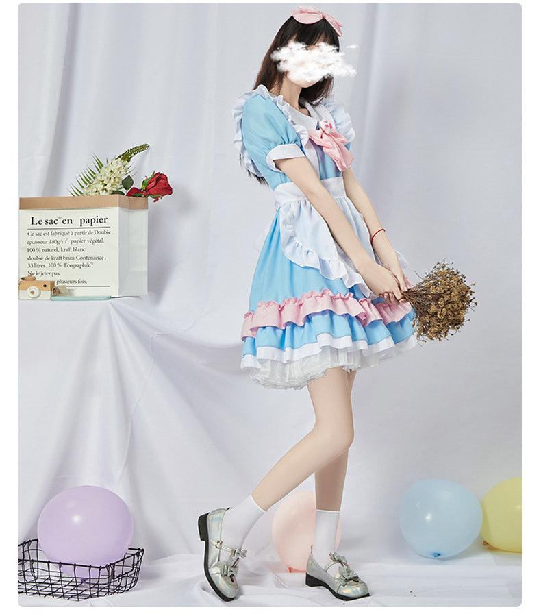 Original Light Blue Maid Outfit Lolita Dress Daily Fancy College Dress Cosplay Costume