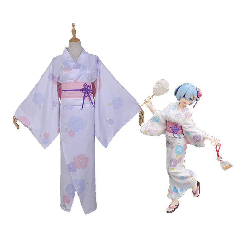 Anime Re:Zero Starting Life in Another World Rem Summer Kimono Cosplay Costume