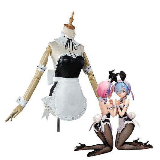 Anime Re:Zero Starting Life in Another World Rem and Ram Bunny Girl Cosplay Costume