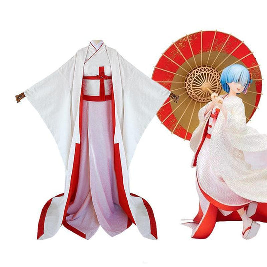 anime re zero starting life in another world rem japanese wedding dress cosplay costume
